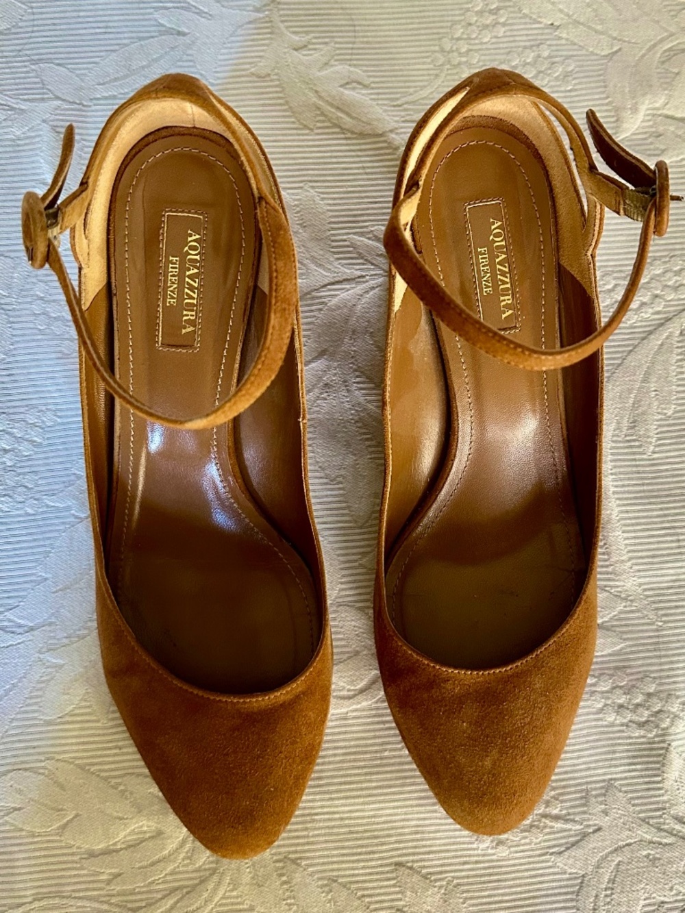 Beautiful amber suede Aquazzura shoes